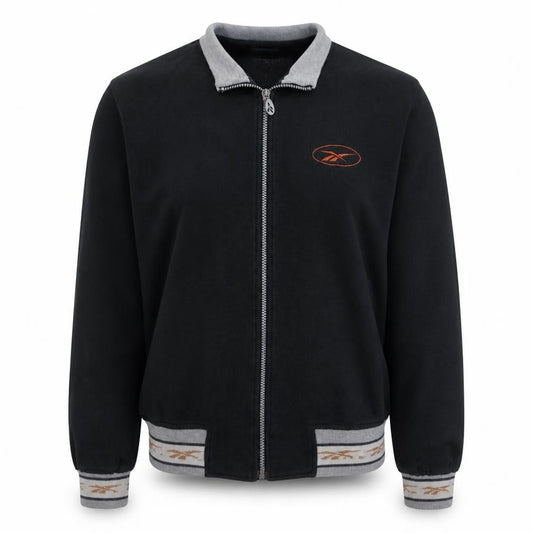 Reebok Women's Black XL Full Zip Track Jacket with Logo Trim