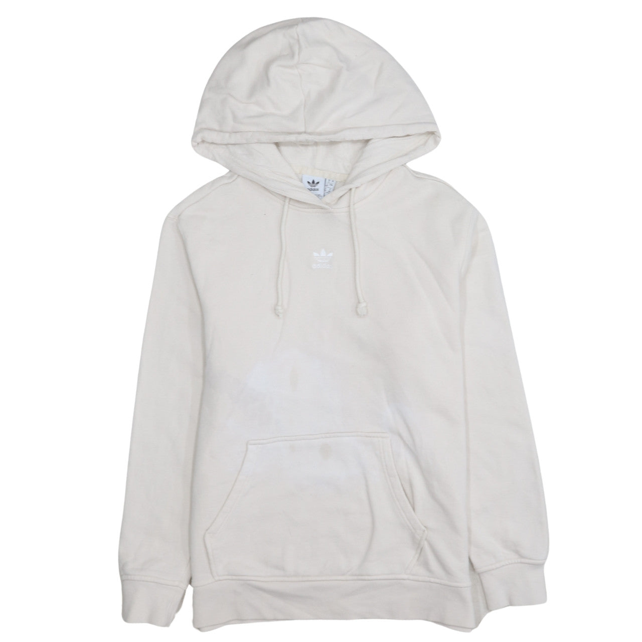 Adidas Women Beige Pullover Hoodie Size 12 Cotton Hooded Sweatshirt
