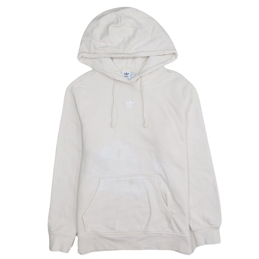 Adidas Women Beige Pullover Hoodie Size 12 Cotton Hooded Sweatshirt