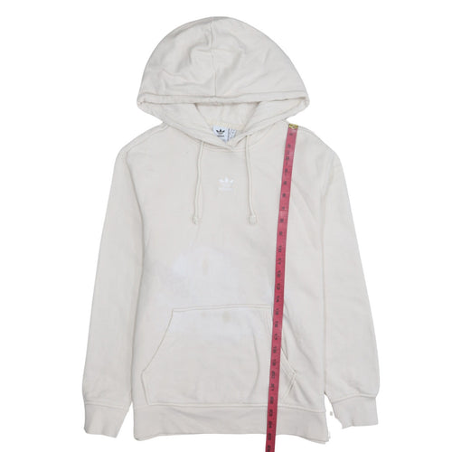 Adidas Women Beige Pullover Hoodie Size 12 Cotton Hooded Sweatshirt