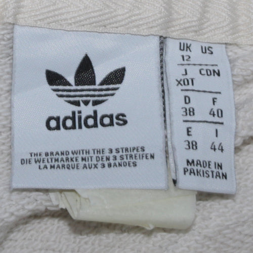Adidas Women Beige Pullover Hoodie Size 12 Cotton Hooded Sweatshirt