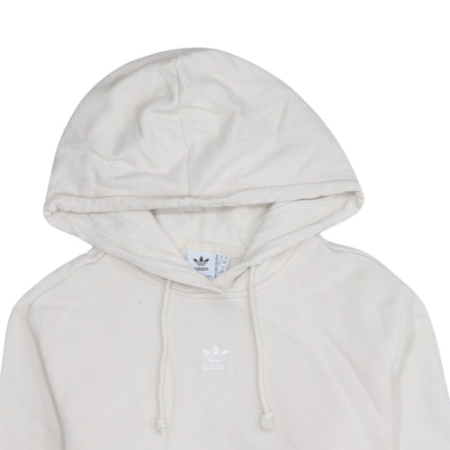 Adidas Women Beige Pullover Hoodie Size 12 Cotton Hooded Sweatshirt