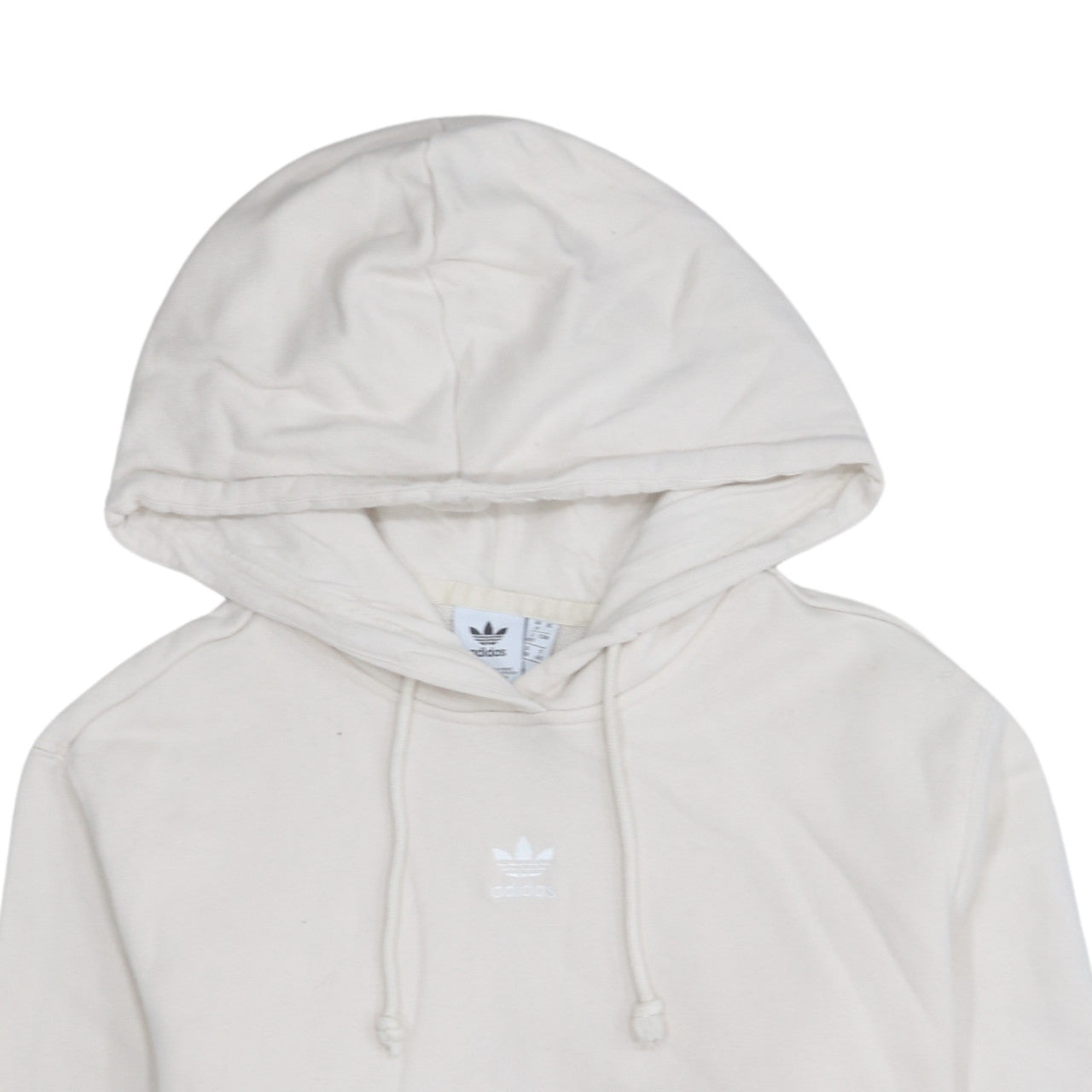 Adidas Women Beige Pullover Hoodie Size 12 Cotton Hooded Sweatshirt