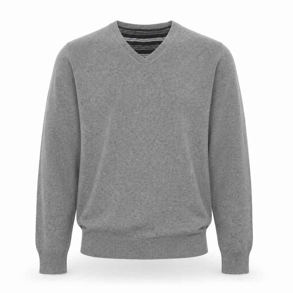 Marks and Spencer Blue Harbour Men's Grey Cotton V-Neck Jumper Size S