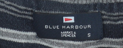 Marks and Spencer Blue Harbour Men's Grey Cotton V-Neck Jumper Size S