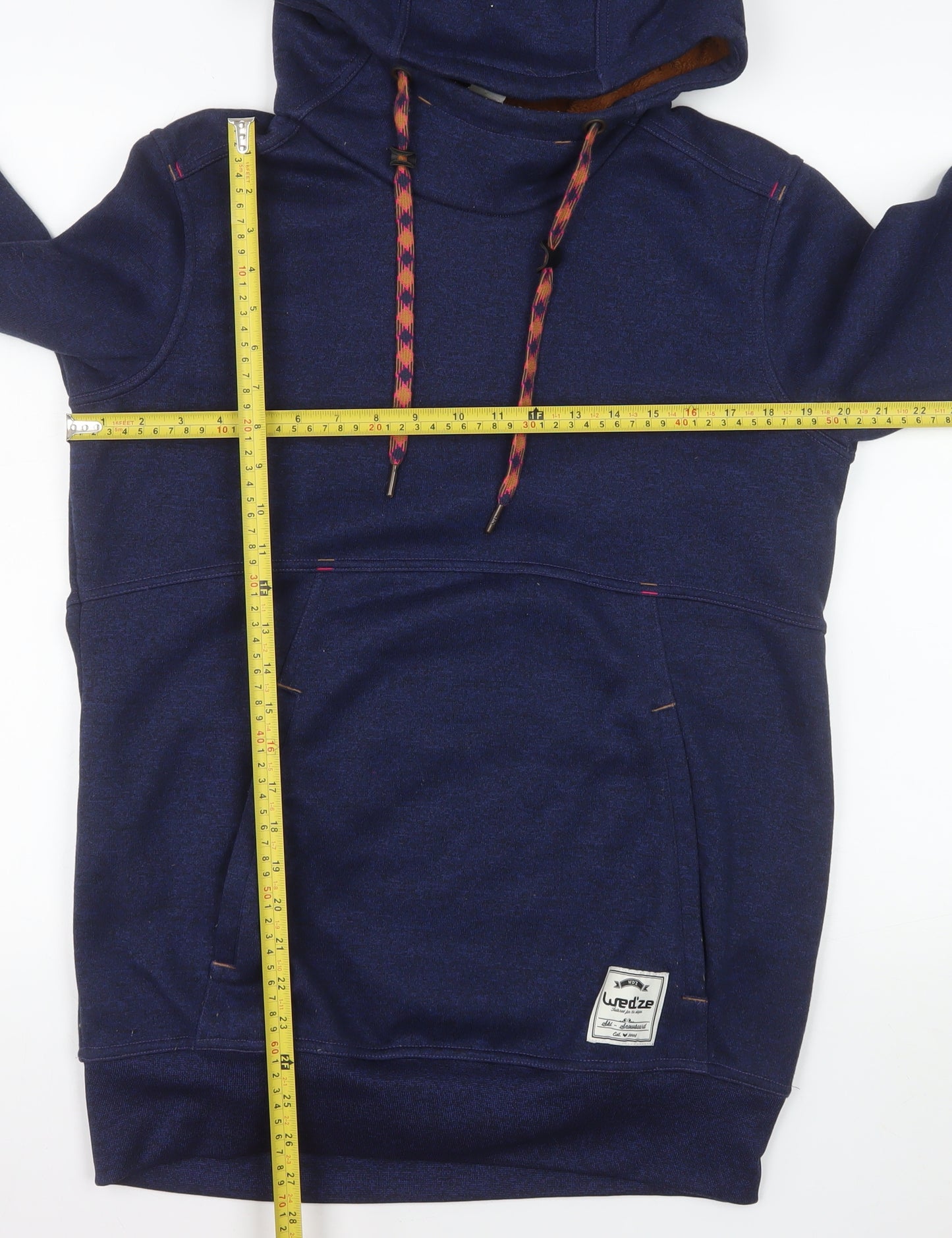 Wed'ze Men’s Blue Pullover Ski Hoodie L Fleece Lined Winter Warm