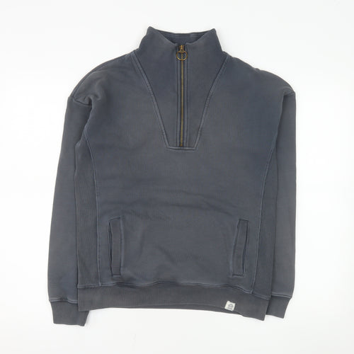 Fat Face Men's Grey 1/2 Zip Sweatshirt S Regular Fit Cotton Blend