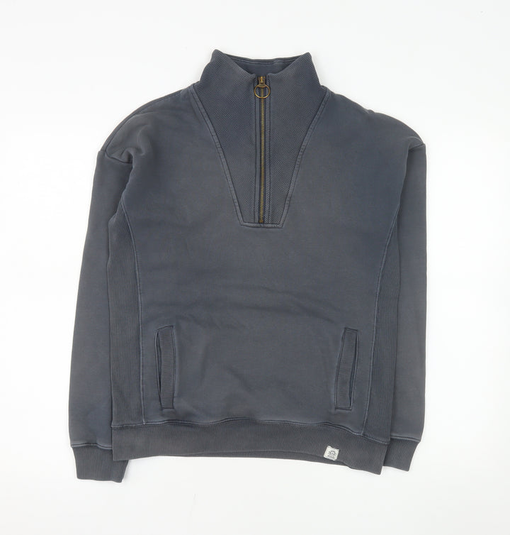 Fat Face Men's Grey 1/2 Zip Sweatshirt S Regular Fit Cotton Blend