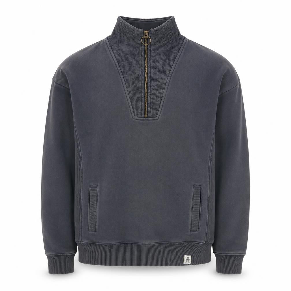 Front view of FatFace Men's Grey 1/2 Zip Sweatshirt S Regular Fit Cotton Blend