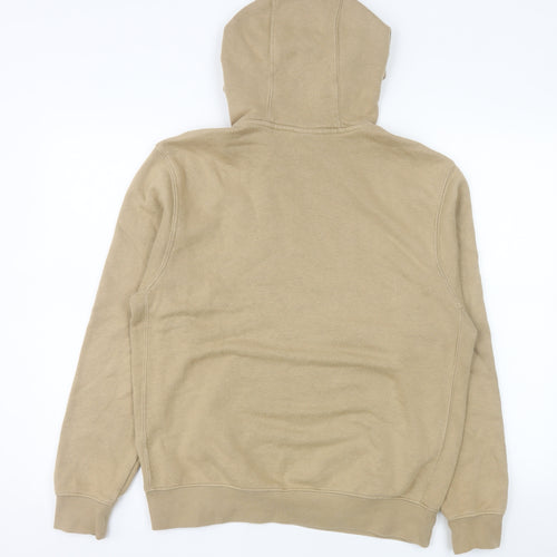 Nike Men Beige Pullover Hoodie S Fleece Lined Logo Regular Fit