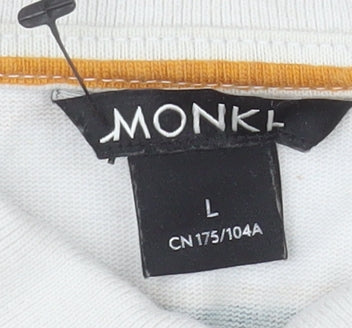 Monki Women’s Multicoloured Striped Collared Long Sleeve Polo Top L