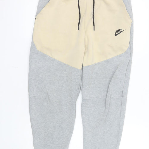 Nike Men's Beige Grey Jogger Sweatpants M Cotton Blend