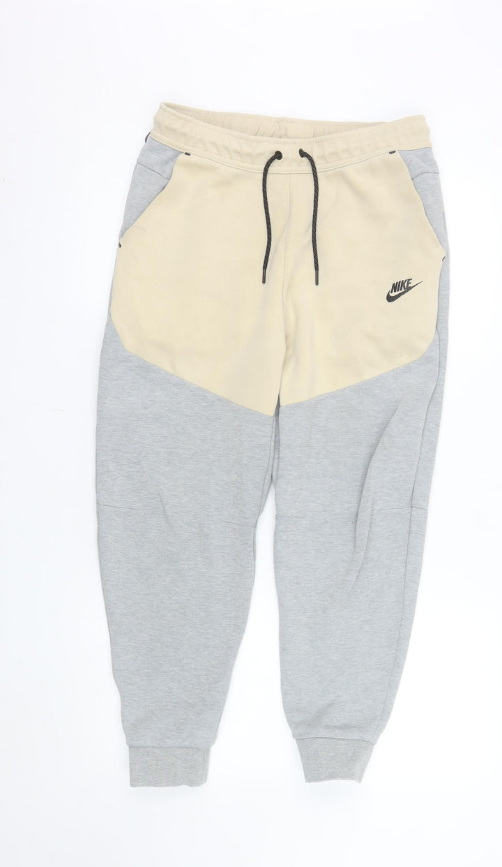 Nike Men's Beige Grey Jogger Sweatpants M Cotton Blend