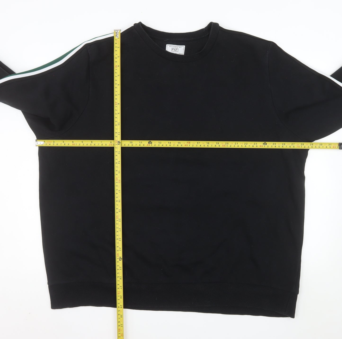 F&F Men's Black 3XL Pullover Sweatshirt Crew Neck Cotton Blend