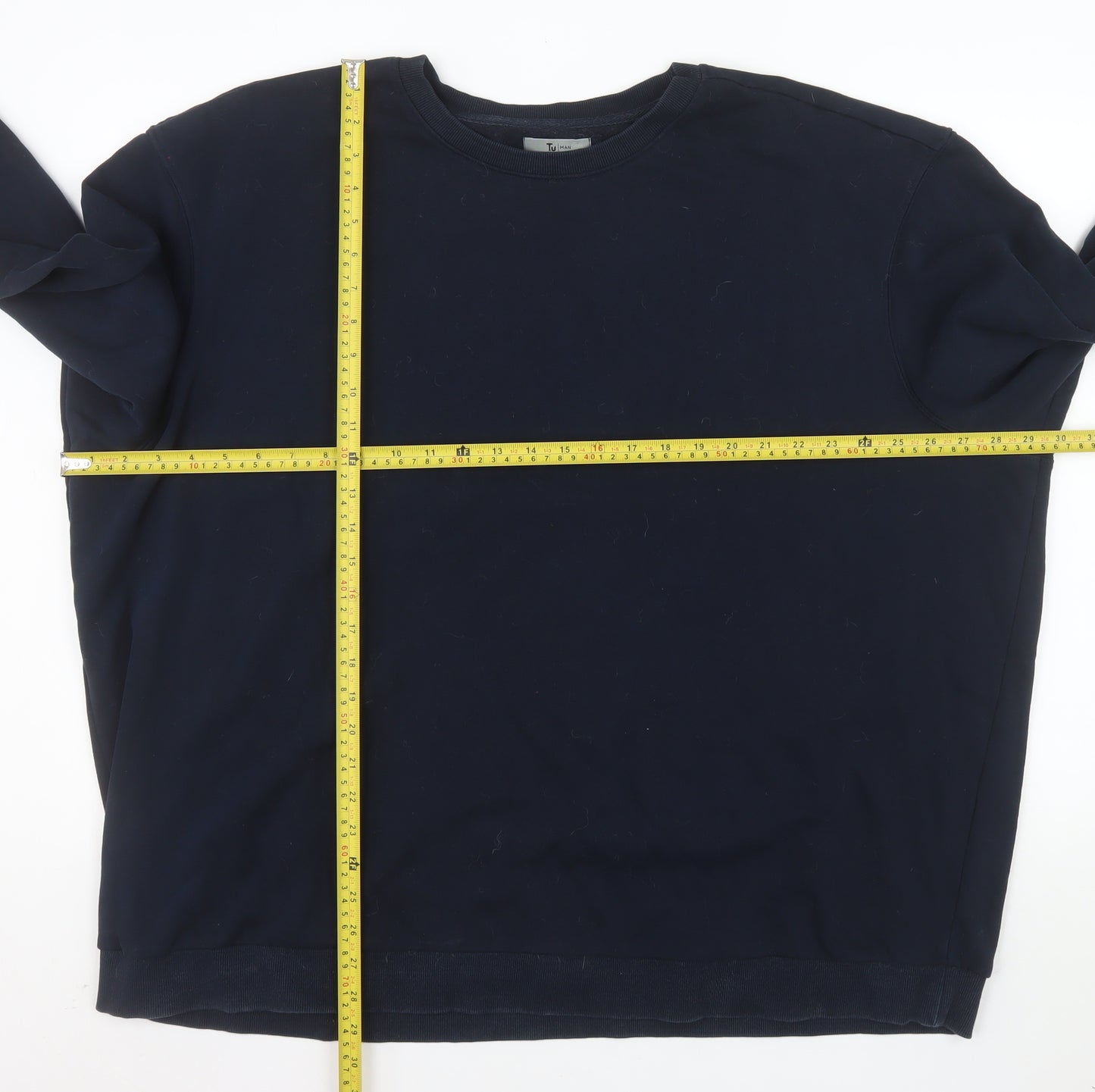 Tu Mens Blue 3XL Pullover Sweatshirt Cotton Blend Crew Neck