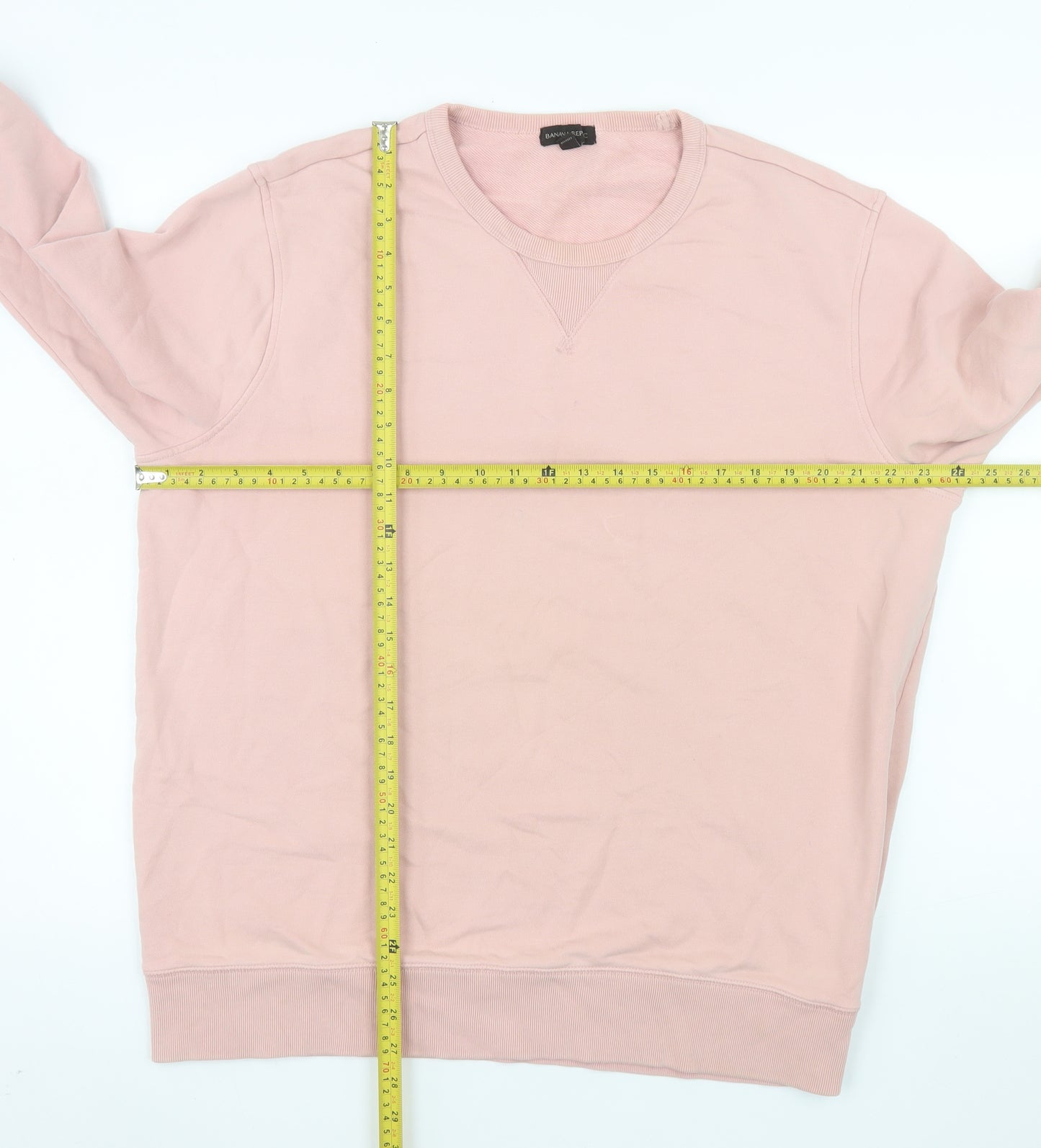 Banana Republic Men's Pink Cotton Crew Neck Pullover Sweatshirt L