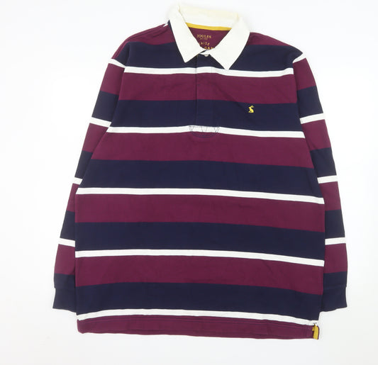 Joules Men's Multicoloured XL Long Sleeve Striped Rugby Polo Shirt