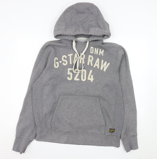 G-Star Raw Men's Grey 2XL Pullover Hoodie Graphic Logo Fleece