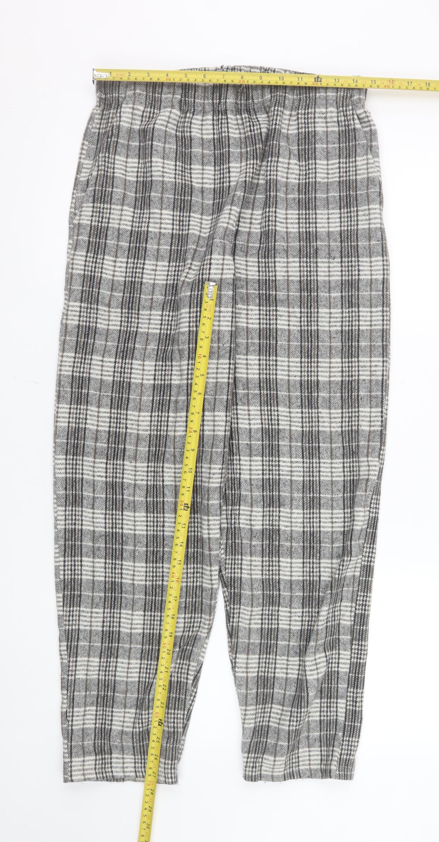 ASOS DESIGN Men's Grey Check Flannel Pyjama Pants S