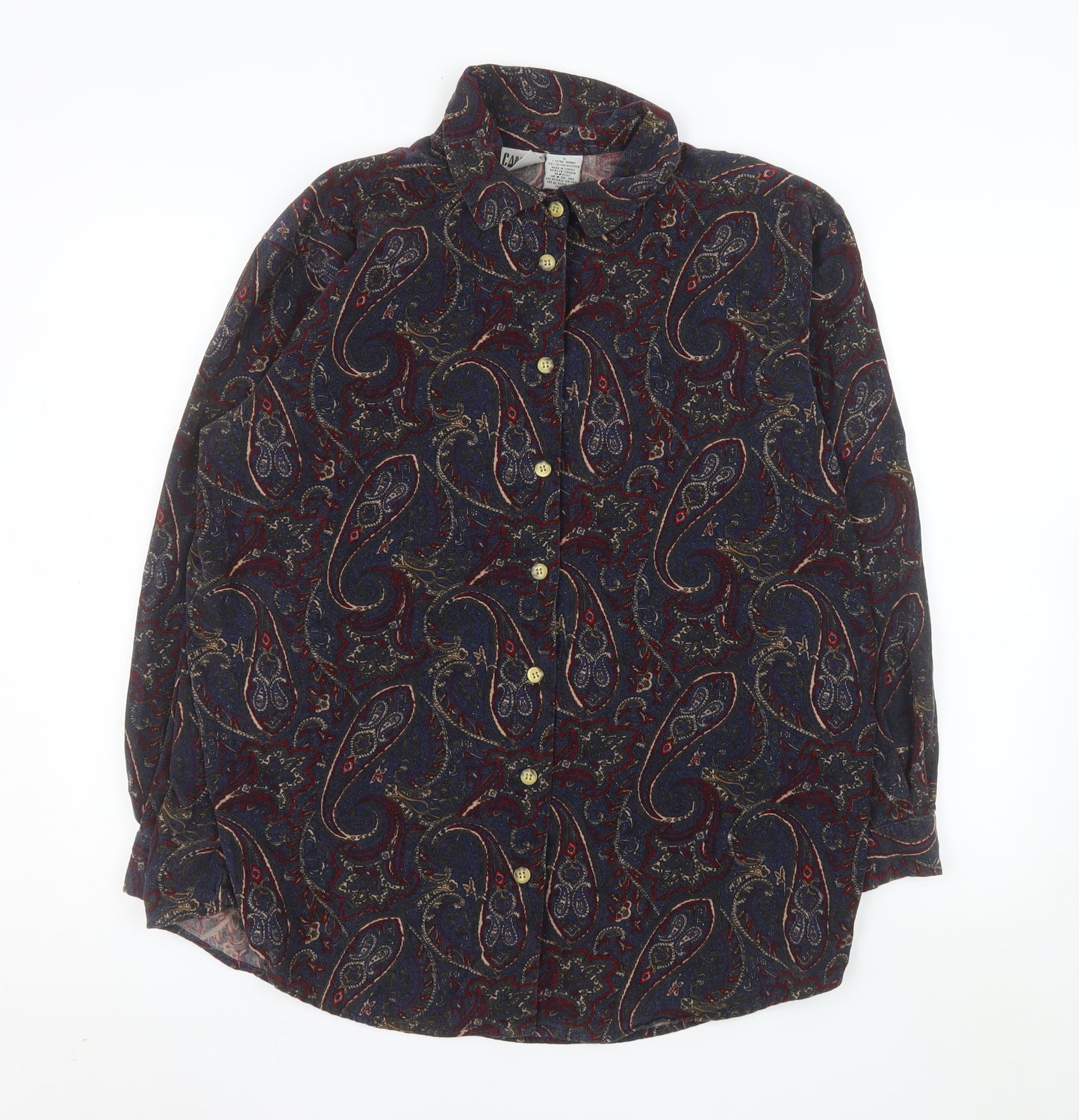Capacity Men’s Multicoloured Paisley Cotton Long Sleeve Button-Up Shirt XL