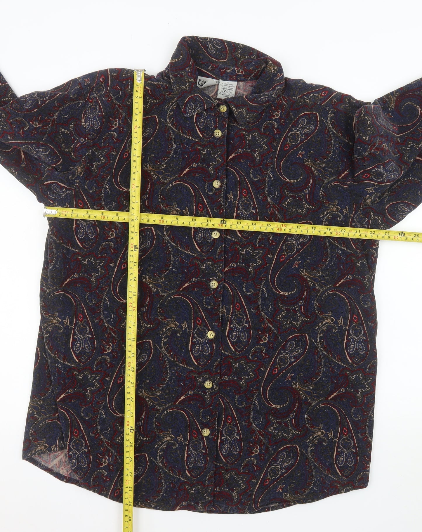 Capacity Men’s Multicoloured Paisley Cotton Long Sleeve Button-Up Shirt XL