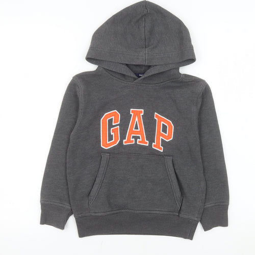 GAP Boys Grey Pullover Hoodie 6-7 Years Cotton Blend Casual Sweatshirt