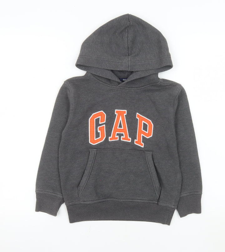 GAP Boys Grey Pullover Hoodie 6-7 Years Cotton Blend Casual Sweatshirt