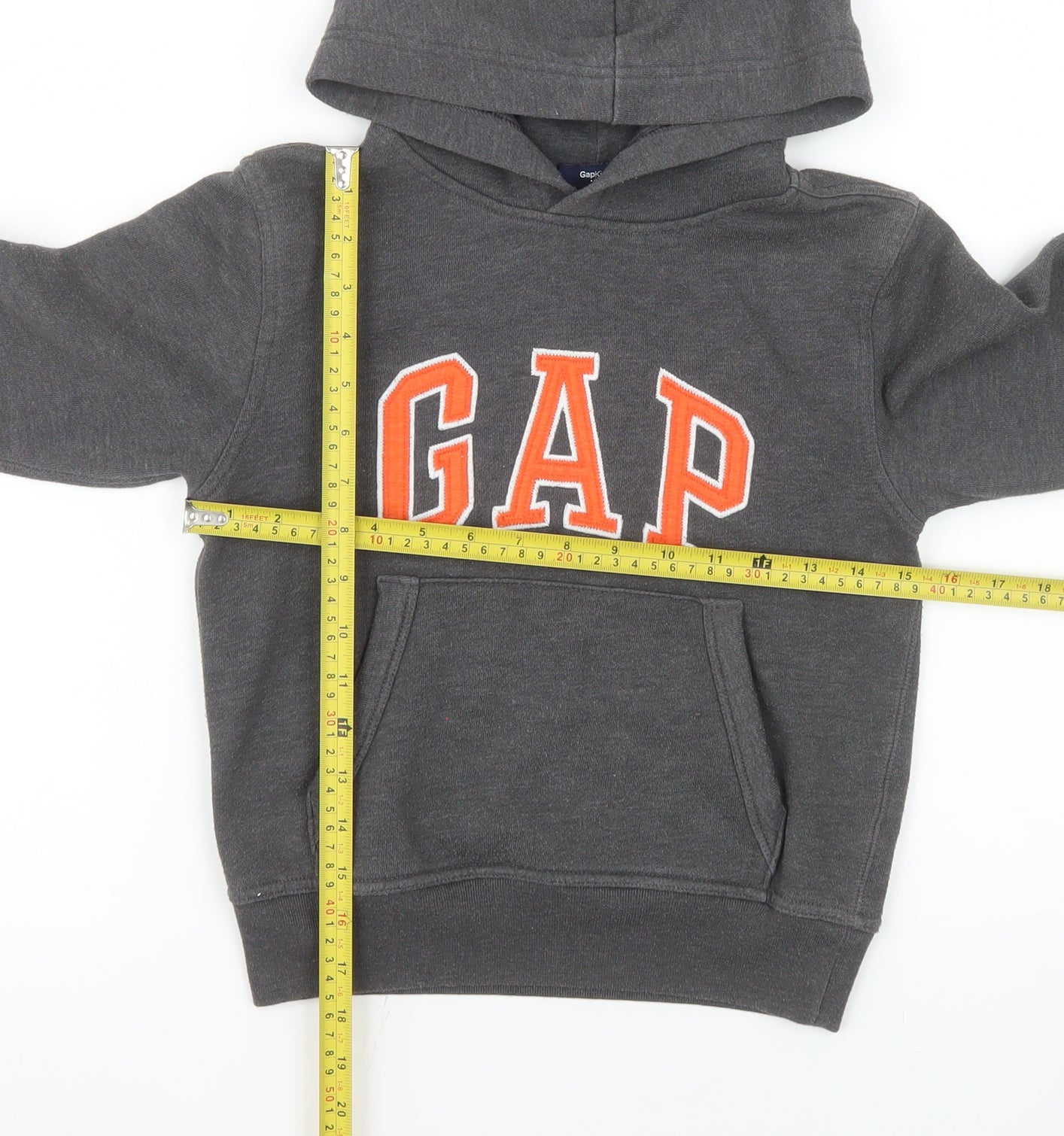 GAP Boys Grey Pullover Hoodie 6-7 Years Cotton Blend Casual Sweatshirt