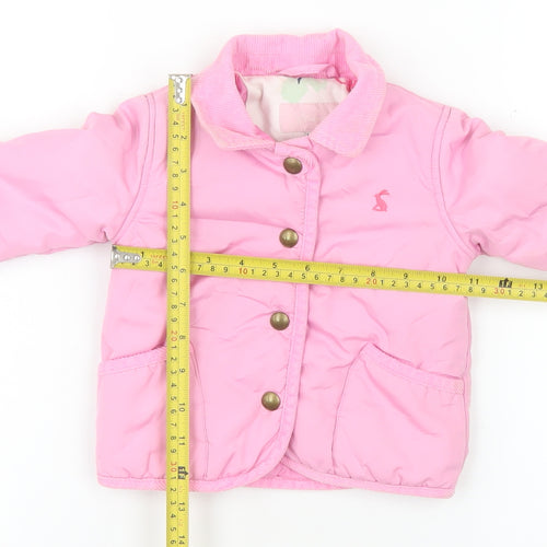 Joules Girls Pink Quilted Polyester Lined Basic Jacket 9-12 Months