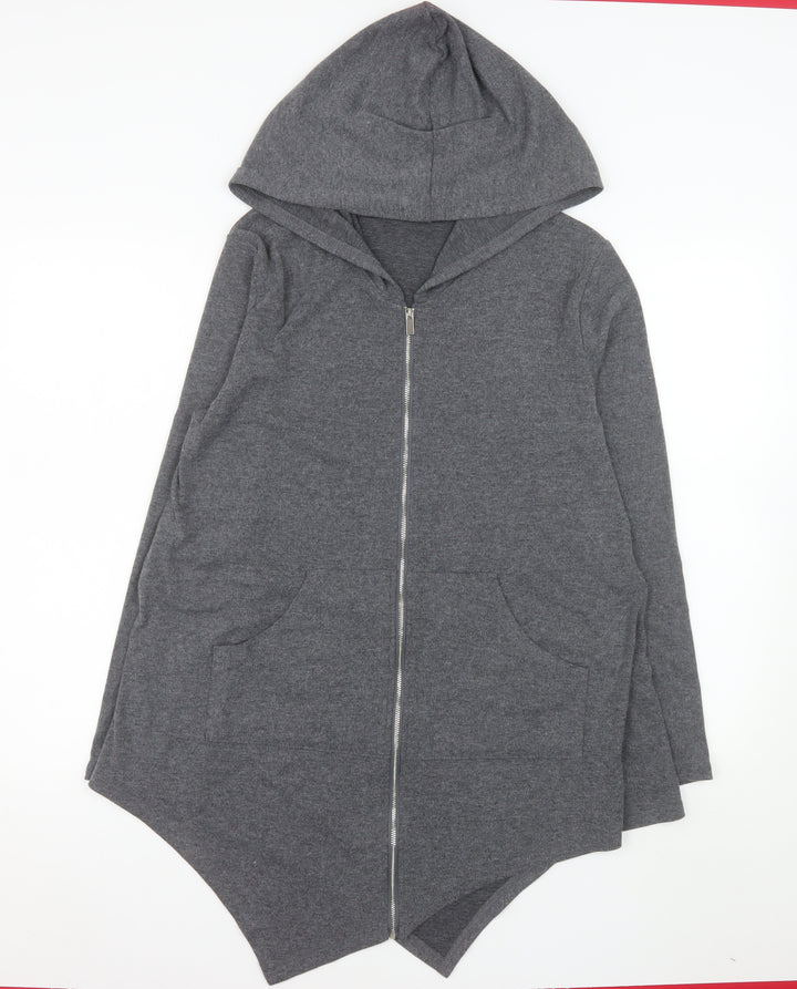 Urban CoCo Women's Grey Hooded Full Zip Jersey Jacket M