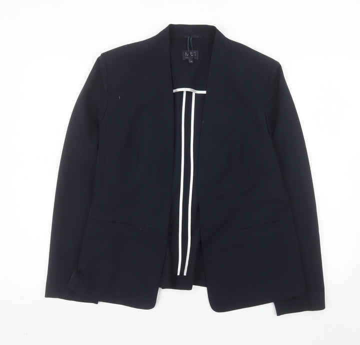 Marks and Spencer Women Black Single-Breasted Blazer Size 16