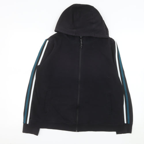 Matalan Men’s Black Hooded Full Zip Basic Jacket Size L Cotton Blend