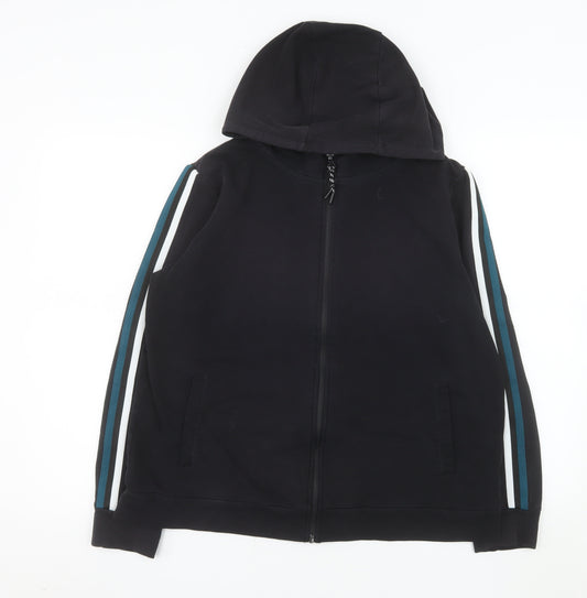 Matalan Men’s Black Hooded Full Zip Basic Jacket Size L Cotton Blend