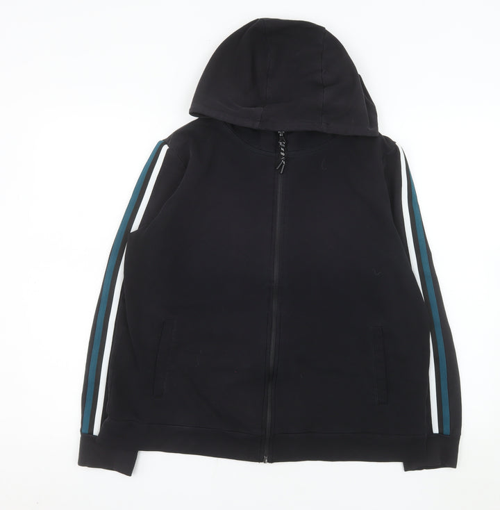 Matalan Men’s Black Hooded Full Zip Basic Jacket Size L Cotton Blend