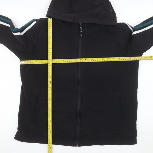 Matalan Men’s Black Hooded Full Zip Basic Jacket Size L Cotton Blend