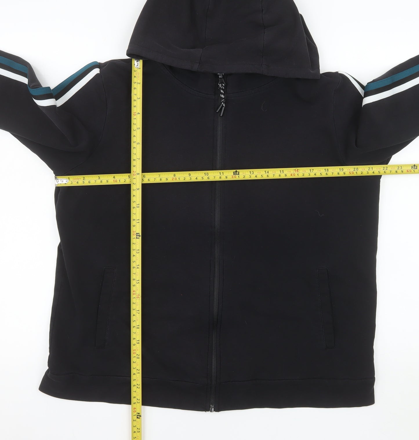 Matalan Men’s Black Hooded Full Zip Basic Jacket Size L Cotton Blend