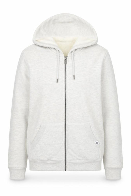 Front view of TOG24 Women’s Grey Hooded Full Zip Fleece Lined Jacket, size UK 10