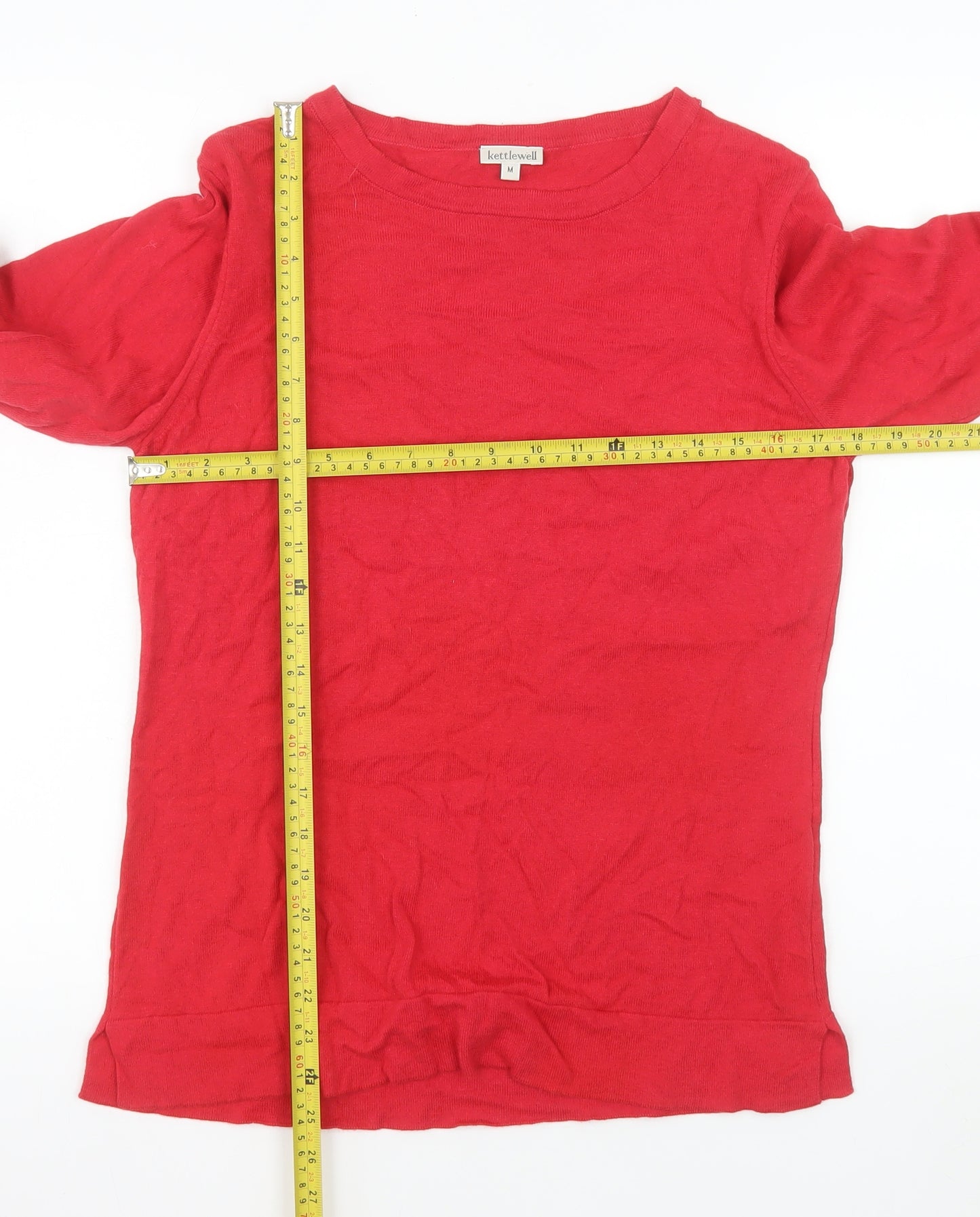 Kettlewell Women’s Red Merino Cotton Crew Neck Long Sleeve Jumper M