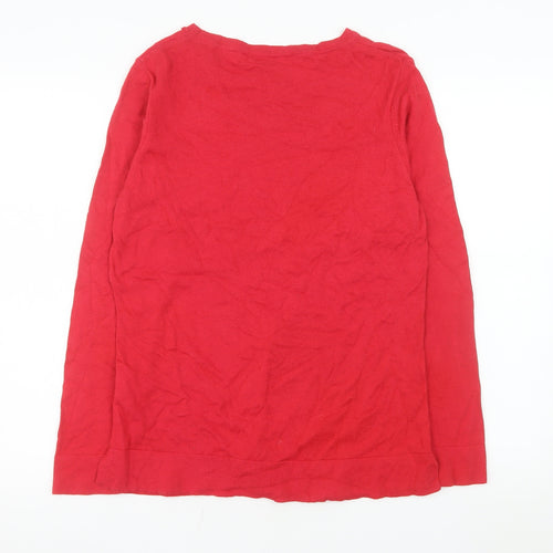 Kettlewell Women’s Red Merino Cotton Crew Neck Long Sleeve Jumper M