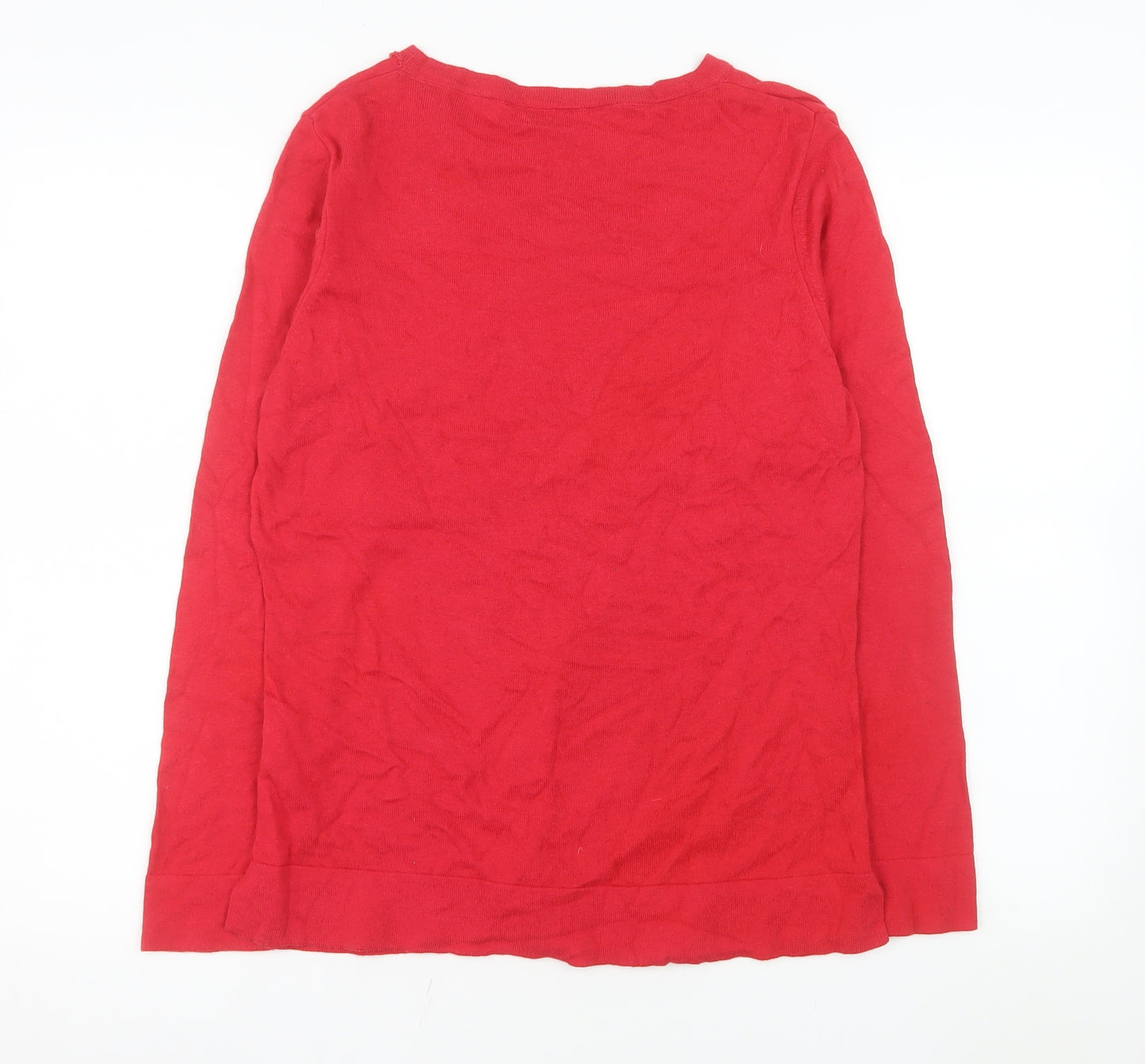 Kettlewell Women’s Red Merino Cotton Crew Neck Long Sleeve Jumper M