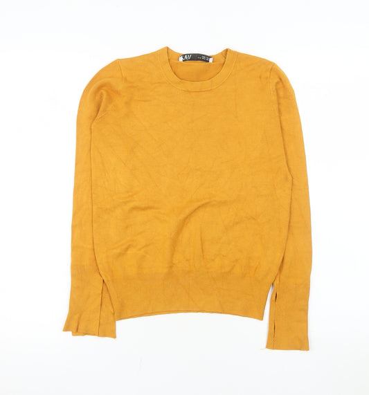 Zara Women’s Yellow Crew Neck Long Sleeve Pullover Jumper Size 8