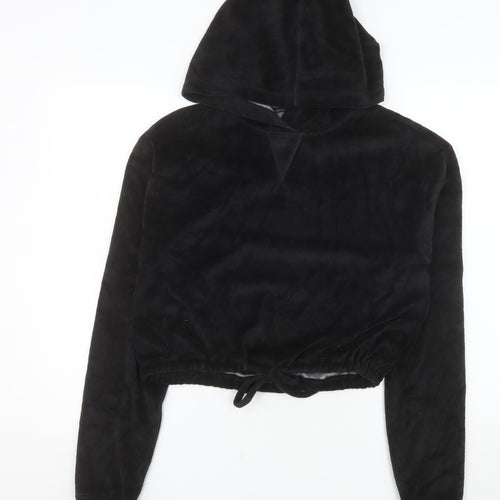 Year of Ours Womens Black Medium Pullover Hoodie Drawstring Hem Cotton Blend