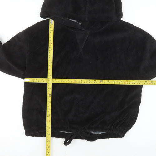 Year of Ours Womens Black Medium Pullover Hoodie Drawstring Hem Cotton Blend