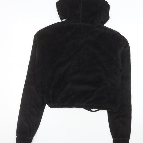 Year of Ours Womens Black Medium Pullover Hoodie Drawstring Hem Cotton Blend