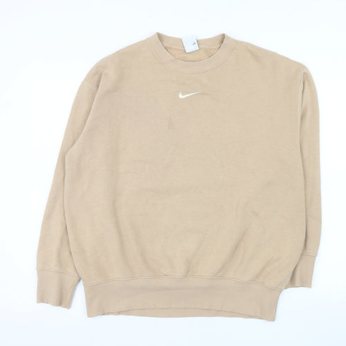 Nike Women Beige XS Pullover Sweatshirt Classic Crew Neck