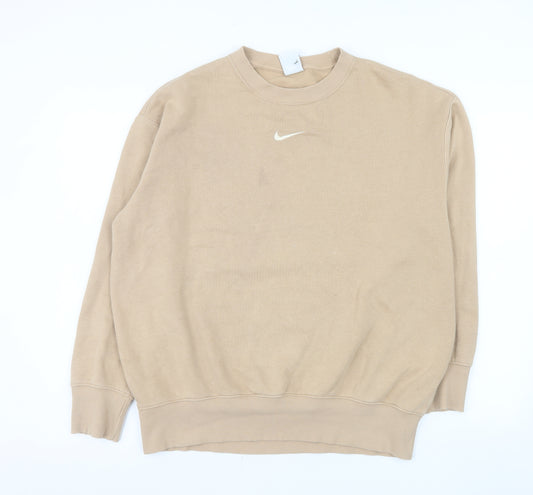 Nike Women Beige XS Pullover Sweatshirt Classic Crew Neck