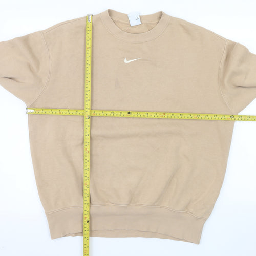 Nike Women Beige XS Pullover Sweatshirt Classic Crew Neck