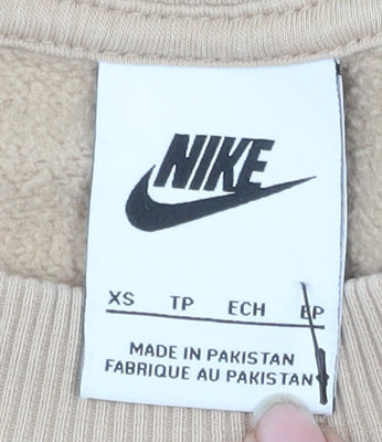 Nike Women Beige XS Pullover Sweatshirt Classic Crew Neck