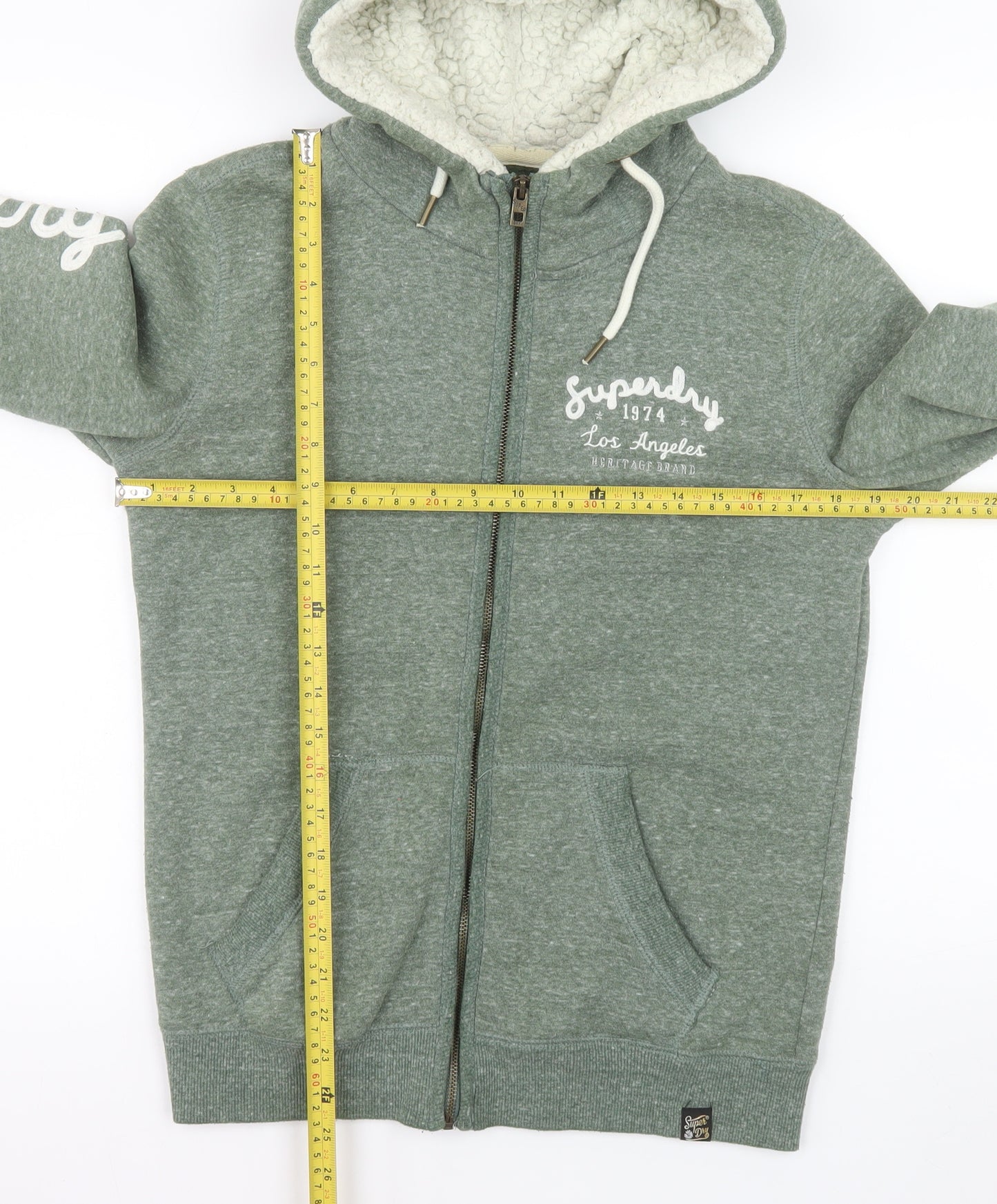 Superdry Women’s Green Hooded Fleece Lined Zip Jacket Size 12