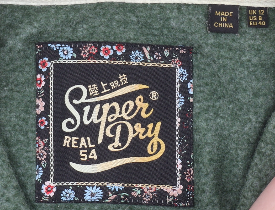 Superdry Women’s Green Hooded Fleece Lined Zip Jacket Size 12